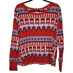 Victorias Secret Womens Fair‎ Isle Thermal Long Sleeve Top Size Large Holiday